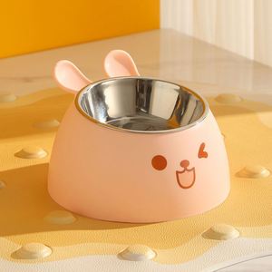 Bol d'alimentation pour animaux de compagnie en acier inoxydable en forme d'oreilles de lapin, avec design antidérapant et protection du cou surélevé pour chats et chiens - Product Image 6