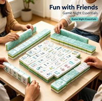 Juego de Mahjong Artesanal de Acrílico Cristalino, Fichas de Mahjong Estilo Oceánico Americano para Diversión en la Casa de Playa