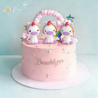Venta al por mayor del fabricante: 3 adornos comestibles 3D de azúcar con forma de unicornio de grado alimenticio para decoración de tartas de cumpleaños para niñas