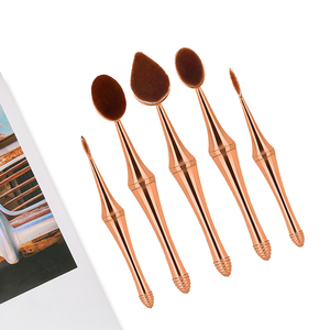 2024 Make Up Hot Bán New Phong Cách Bàn Chải Đánh Răng Hình Bầu Dục Vàng 5Pcs Chuyên Nghiệp Trang Điểm Bàn Chải Thiết Lập Công Cụ Mỹ Phẩm Vẻ Đẹp Bột Bàn Chải - Product Image 4