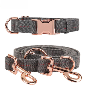 Conjunto de Correa y <span class=keywords><strong>Collar</strong></span> para Perro Ecológico de Lujo, Lana Tweed Ajustable, Liberación Rápida, Multifuncional, Impresión Personalizada, Tamaño Pequeño y Mediano - Product Image 1