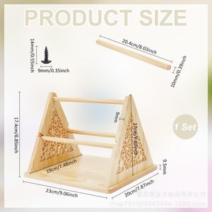 Wooden Yarn <b>Rack</b> Desktop <b>Storage</b> 2 Tier <b>Rotating</b> Yarn Holder For Knitting Craft - Product Image 3