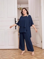 Ensemble 2 pièces élégant S-2XL, couleur unie, décoratif, décontracté, été, grande taille, robe pour mère, vente en gros
