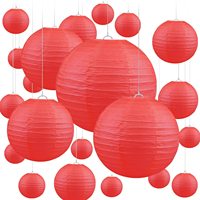 Impression personnalisée suspendue lampe en papier colorée ronde lanternes en papier chinois décoratifs