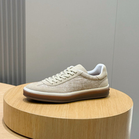 Chaussures décontractées de luxe pour hommes, style italien original, en daim et lin, avec lacets et semelle épaisse en caoutchouc.