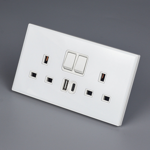 Chất lượng cao giá rẻ Glass bảng điều chỉnh sang trọng màu đen tường chuyển đổi anh tường ổ cắm kép A + C ổ cắm thiết kế mới - Product Image 6