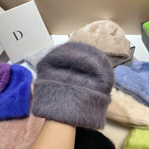 Cappello invernale personalizzato alla moda con pelliccia lunga di coniglio cappello invernale felpato berretto da donna - Product Image 4