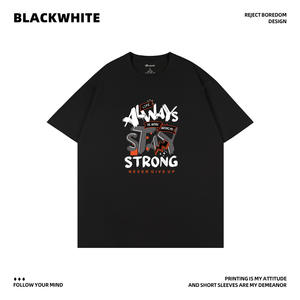 Camiseta Always Stay Strong, camisetas de ocio con gráficos motivacionales estampados de algodón unisex negras Q76 - Product Image 4