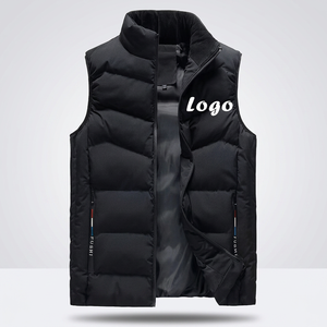 <b>Men's</b> <b>Black</b> Quilted Sleeveless Puffer <b>Vest</b> Stand Collar With Front Logo For All Seasons Motorbike Riding Wear - Product Image 3