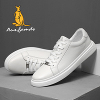 Chaussures de sport décontractées tendance pour hommes avec logo kangourou, empeigne en cuir de vachette et doublure en peau de porc, semelle extérieure en caoutchouc élégante pour la marche