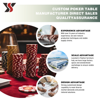 YS OEM Maßgefertigter Poker-Tisch für 10 Spieler Schwarzer Filz Goldene Getränkehalter Verchromte Fußstütze Professioneller Casino-Spieltisch