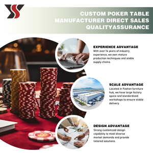 Table de poker YS OEM personnalisée pour 10 joueurs, tapis noir, porte-gobelets dorés, repose-pieds chromé, table de jeu de casino professionnelle - Product Image 5