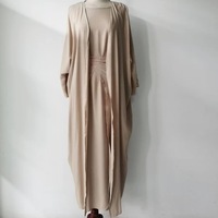 Ensemble trois pièces élégant de couleur unie Nouvelle robe abaya du Moyen-Orient pour les mariages Approvisionnement direct d'usine avec cardigan de commerce extérieur