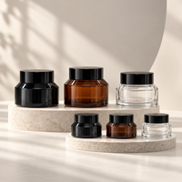 Bouteilles en verre cosmétiques noires ambrées en gros, pots en verre 15g 30g 50g, flacons vaporisateurs de sérum et lotion en verre 30ml 50ml 100ml
