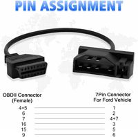 Cable Adaptador OBD2 para Ford, de 7 Pines OBD1 a 16 Pines OBD2, Cable de Diagnóstico, Compatible con Vehículos Ford con Conector de 7 Pines