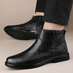 Bottes Chelsea pour homme en cuir de vache véritable gaufré façon croco, bottines habillées à enfiler pour affaires et occasions formelles, tailles 37-45 - Product Image 5