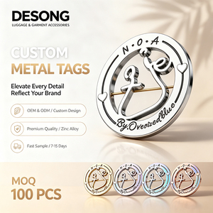 Étiquette métallique gaufrée OEM ODM, finition brossée anti-corrosion, logo personnalisé, étiquette métallique vierge pour accessoires de bagages et de vêtements - Product Image 1