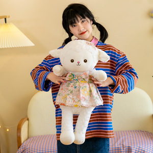 Lindo Peluche <span class=keywords><strong>de</strong></span> Oveja, Muñeca <span class=keywords><strong>de</strong></span> Conejo con Vestido Floral, Lindo Muñeco <span class=keywords><strong>de</strong></span> Pareja, Regalo <span class=keywords><strong>de</strong></span> Cumpleaños para Niños - Product Image 2