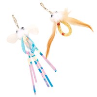 Tête de remplacement interactive pour jouet pour chat, avec plume, clochette, pompon et baguette de chatouillage avec clochette