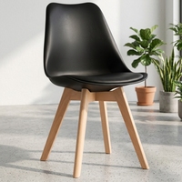 Chaises de salle à manger d'intérieur en gros, chaise de salle à manger moderne en plastique avec coussin, chaise avec pieds en bois de hêtre pour la salle à manger à domicile