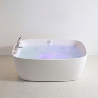 Bain à remous autoportant moderne pour 2 personnes, ovale/rond, en acrylique/PVC/fibre de verre, 30 jets, thermostat, rideau de bain, commande