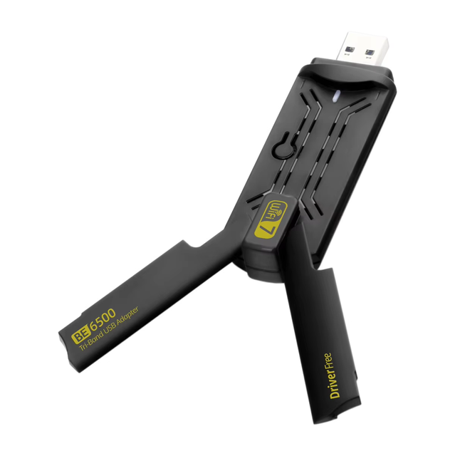 Wireless WiFi 7 USB Dongle BE6500 Wireless USB3.0 Network Card Tri-band 6500Mbps WiFi Adapter Free Driver Win 10 11