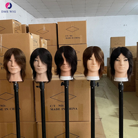 Tête de mannequin homme réaliste avec cheveux naturels pour la pratique de la coupe de cheveux, mannequin de barbier masculin pour la formation en salon