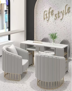 Juego de mesa y silla para manicura con aspiradora, mesa de manicura, sofá y mesa para salón de belleza - Product Image 3