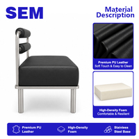 Banquette et chaise de restaurant SEM en acier inoxydable durable pour usage commercial dans les hôtels et les cafés, banquette en cuir noir