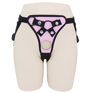 <span class=keywords><strong>HM</strong></span> Oferta Caliente <span class=keywords><strong>Bragas</strong></span> con Dildo Incorporado con Orificio, Arnés de Cuero sin Tirantes, Ropa Interior con Arnés para Mujeres Lesbianas - Product Image 3