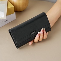 Portefeuille long pour femme en cuir synthétique PU, avec poche à monnaie, grande capacité, plusieurs emplacements pour cartes, sac à main pour femme