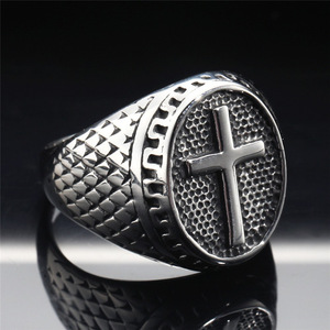 Bague rétro gothique punk en forme de croix dorée pour homme, bijoux rétro unisexe faits à la main couleur argent ajustable pour homme, cadeau tendance - Product Image 5