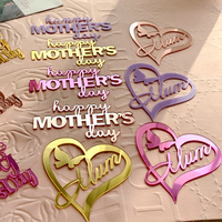 New Cake Decora ting Supplies Glänzendes Herz Acryl spiegel Cake Topper für Mama am Muttertag