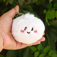 Porte-clés en peluche réaliste en forme de pain vapeur, doux et moelleux, anti-stress, poupée en peluche mignonne, breloque de sac ronde, jouet sensoriel - Grande Vente