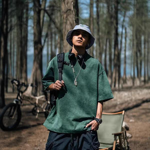 थोक कस्टम यूरोप हम 230 जी भारी धुले हुए कपास की सांस लेने योग्य रागलान पुरुषों की जोकर खाली ठोस रंग ढीली टी-शर्ट - Product Image 4