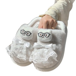 Hot Products EVA Sole High Quality Women's Slippers Artificial Furlining Lace Bow Slippers With Quality Wholesale - Product Image 5