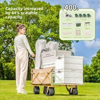 Chariot de camping pliable grande capacité avec auvent et table intégrée, chariot tout-terrain pour événements extérieurs et stands de marché