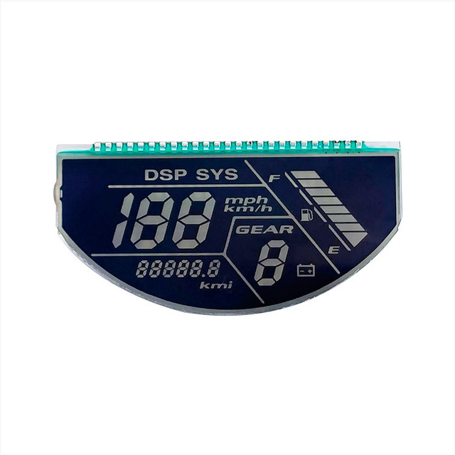 Custom 7 Segment LCD HTN Transparent LCD Display for Motorcycles Screen HTN 6 O'clock LCD Monochrome Display