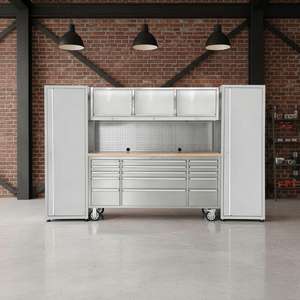 خزانة تخزين معدنية بأرفف وأبواب |   خزانة تخزين صناعية من الفولاذ المقاوم للصدأ بطول 72 بوصة مع أرفف قابلة للتعديل، متاحة بتصميم حسب الطلب، تحمل حتى 200 كجم - Product Image 4