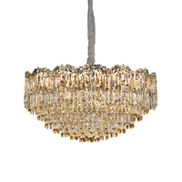 Lustre LED de luxe en cristal doré pour escalier, hauteur 650 mm, collection ovale, ronde et multi-niveaux, à intensité variable