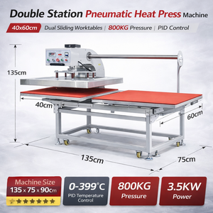 <strong>Professional</strong> Double Station Pneumatic <strong>Heat</strong> Press Machine 40x60cm Industrial Sliding <strong>Heat</strong> <strong>Transfer</strong> Printing Equipment - Product Image 1