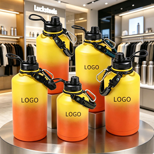 Bouteille d'eau isotherme en acier inoxydable 304 de 50-128 oz, vente en gros d'usine, couleur personnalisée, logo laser, sangle en paracorde, couvercles en option - Product Image 1