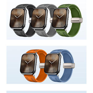 लक्जरी प्रतिस्थापन खेल रबर + कैनवास घड़ी बैंड 42/44/45/49 मिमी सिलिकॉन घड़ी स्ट्रैप चुंबकीय तह बकल 46 मिमी - Product Image 3