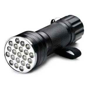 UV 울트라 바이올렛 21 LED 손전등 미니 블랙 라이트 알루미늄 토치 라이트 램프