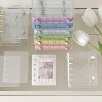 Carpeta de Anillas M5 de PVC Transparente Multicolor, Funda de PVC Suave para Carpeta M5, Porta Tarjetas con Cierre, Bolsa de PVC para Hojas Sueltas