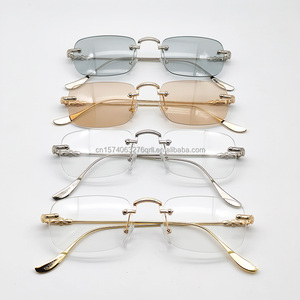 Lunettes optiques sans monture carrées en métal cuivre Taizhou RD-OS02, lunettes correctrices unisexes, lunettes de lecture flexibles, vente en gros - Product Image 1
