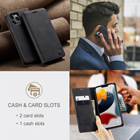 Étui portefeuille multifonctionnel rétro pour iPhone 15/14/13/12/11 Pro Max, logo personnalisé, étui en cuir PU à rabat avec fente pour cartes