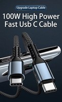 Câble de données de charge rapide PD 240W 100W USB C vers USB C tressé 5A câble de chargeur haute vitesse pour ordinateur portable Huawei Xiaomi