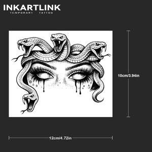 INKARTLINK - Tatuaje Temporal Personalizado de Ojos de Serpiente <span class=keywords><strong>Medusa</strong></span>, Resistente al Agua, de Larga Duración (1-2 Semanas), Tinta Jagua - Product Image 4