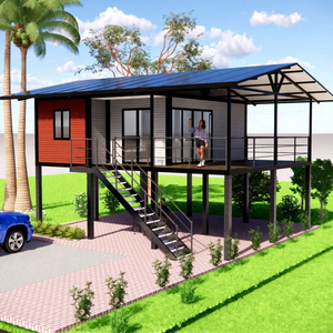 <span class=keywords><strong>Maison</strong></span> conteneur de 39 m² avec 2 chambres, sur <span class=keywords><strong>pilotis</strong></span> et véranda de 24 m², toit à double pente, <span class=keywords><strong>maison</strong></span> préfabriquée modulaire au Cambodge - Product Image 1